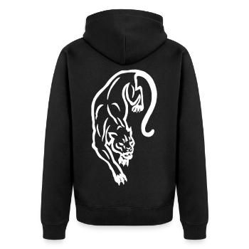 Weiße Panther-Silhouette - Unisex Premium Bio Zip Hoodie - Schwarz - Hinten - Nico (187cm)