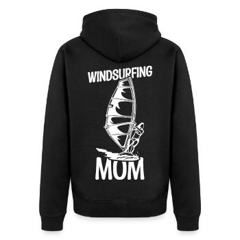 Windsurfer Mother - Unisex Premium Organic Zip Hoodie - black - Back - Nico (187cm)