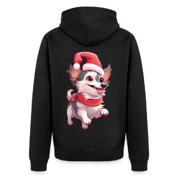Xmas Paw Delight - Unisex Premium Organic Zip Hoodie - black - Back - Nico (187cm)