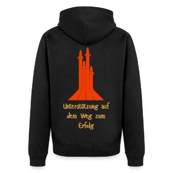 Support on the way to success - Unisex Premium Organic Zip Hoodie - black - Back - Nico (187cm)