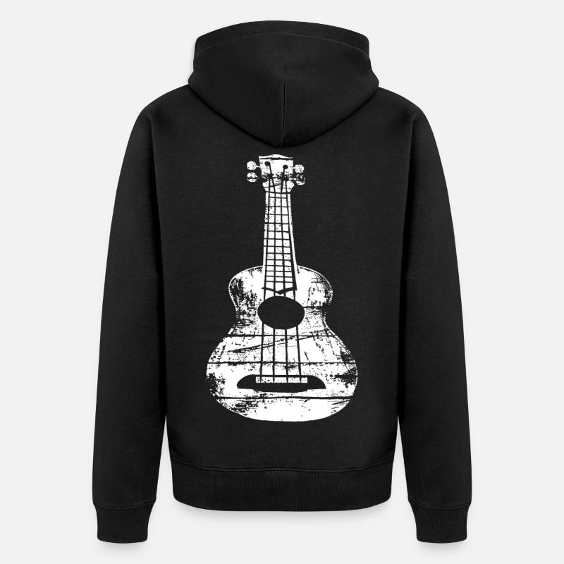 Ukulele Skizze - Unisex Premium Bio Zip Hoodie - Schwarz