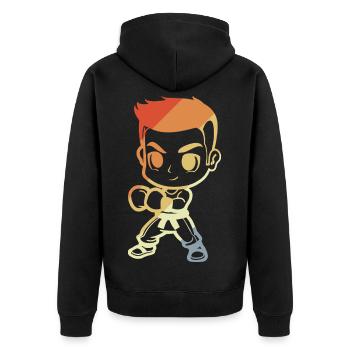 Kickboxer Junge Cartoon - Unisex Premium Bio Zip Hoodie - Schwarz - Hinten - Nico (187cm)