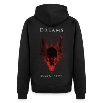 Dreams Roam Free - Unisex Premium Organic Zip Hoodie - black - Back - Nico (187cm)