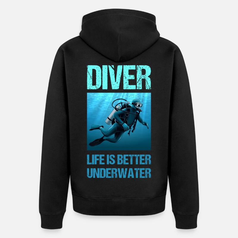 Diver life is better underwater - Unisex Premium Bio Zip Hoodie - Schwarz