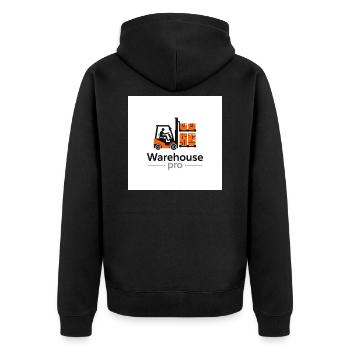 Lager Logo Gabelstapler - Unisex Premium Bio Zip Hoodie - Schwarz - Hinten - Nico (187cm)