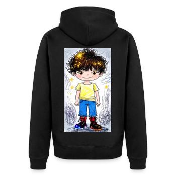 Little Adventurer (Stardust) - Unisex Premium Organic Zip Hoodie - black - Back - Nico (187cm)