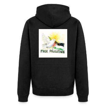 Colombe avec drapeau de la Palestine paix - Veste à capuche bio Premium Unisexe - noir - Dos - Nico (187cm)