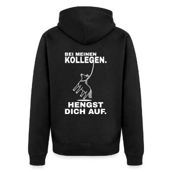Stalling Yourself Up - White Text - Unisex Premium Organic Zip Hoodie - black - Back - Nico (187cm)