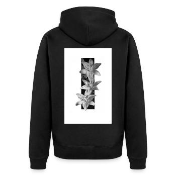 Black and white lilies in stripes - Unisex Premium Organic Zip Hoodie - black - Back - Nico (187cm)