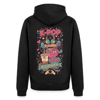 K-Pop RAMEN BOBA K DRAMA Korean Music Vibes - Unisex Premium Organic Zip Hoodie - black - Back - Nico (187cm)