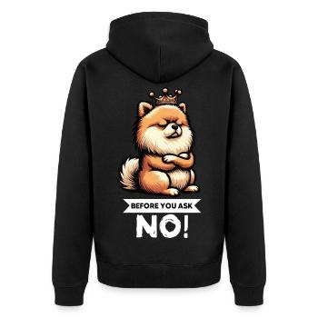 Before You Ask Pomeranian Pomeranian Pomeranian Spitz Dog - Unisex Premium Organic Zip Hoodie - black - Back - Nico (187cm)