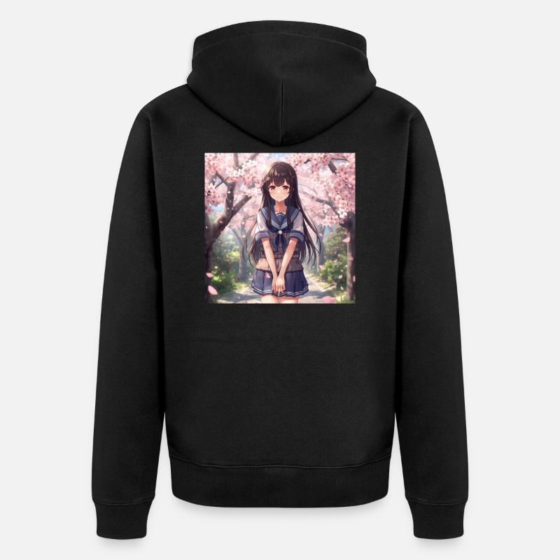 Cerisier en fleurs d’école - Veste à capuche bio Premium Unisexe - noir