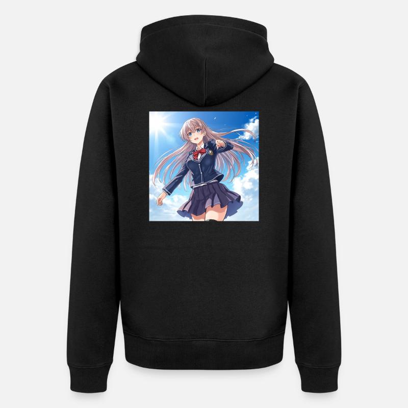 Écolière dans un ciel bleu - Veste à capuche bio Premium Unisexe - noir