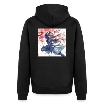 Ninja Fleur de Cerisier dans l’Attaque Éclair - Veste à capuche bio Premium Unisexe - noir - Dos - Nico (187cm)