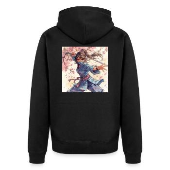 Ninja de la Lame Fleur en kimono - Veste à capuche bio Premium Unisexe - noir - Dos - Nico (187cm)