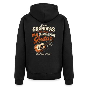 Papy Rock : Guitare, Musique et Sieste - Veste à capuche bio Premium Unisexe - noir - Dos - Nico (187cm)