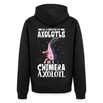 Be a Chimera Axolotl - Unisex Premium Organic Zip Hoodie - black - Back - Nico (187cm)