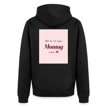 Montag Liebe - Unisex Premium Bio Zip Hoodie - Schwarz - Hinten - Nico (187cm)