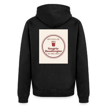 Sangria Liebe - Unisex Premium Bio Zip Hoodie - Schwarz - Hinten - Nico (187cm)