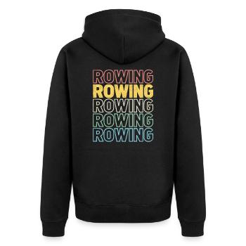 Rowing - Rudern - Ruderer - Ruderin - Unisex Premium Bio Zip Hoodie - Schwarz - Hinten - Nico (187cm)