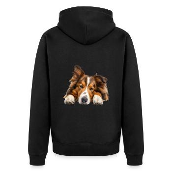 Collie - Unisex Premium Bio Zip Hoodie - Schwarz - Hinten - Nico (187cm)