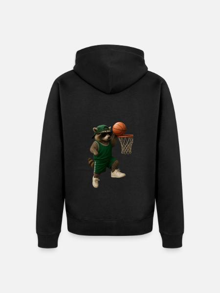 Waschbär - Unisex Premium Bio Zip Hoodie - Schwarz