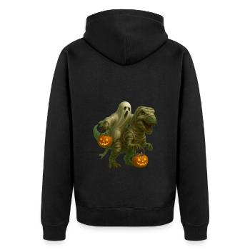T-Rex - Unisex Premium Bio Zip Hoodie - Schwarz - Hinten - Nico (187cm)