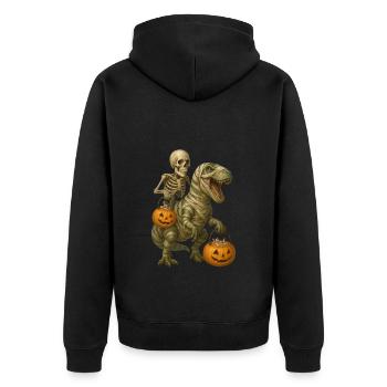 T-Rex - Unisex Premium Bio Zip Hoodie - Schwarz - Hinten - Nico (187cm)