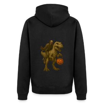 T-Rex - Unisex Premium Bio Zip Hoodie - Schwarz - Hinten - Nico (187cm)