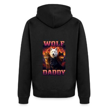 Wolf - Unisex Premium Bio Zip Hoodie - Schwarz - Hinten - Nico (187cm)