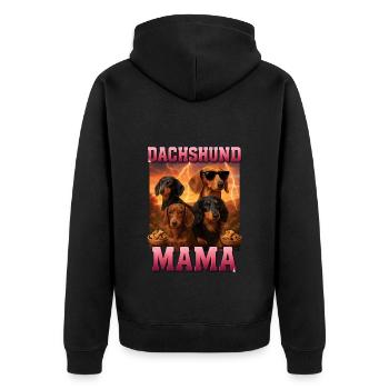 Dackel - Unisex Premium Bio Zip Hoodie - Schwarz - Hinten - Nico (187cm)