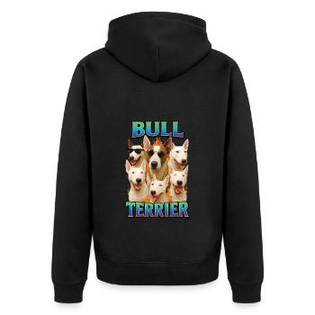 Bullterrier - Unisex Premium Bio Zip Hoodie - Schwarz - Hinten - Nico (187cm)