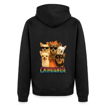 Chihuahua - Unisex Premium Bio Zip Hoodie - Schwarz - Hinten - Nico (187cm)