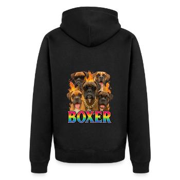 Boxer - Unisex Premium Bio Zip Hoodie - Schwarz - Hinten - Nico (187cm)