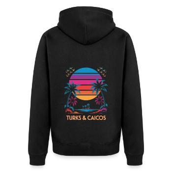 Turks- und Caicosinseln - Unisex Premium Bio Zip Hoodie - Schwarz - Hinten - Nico (187cm)