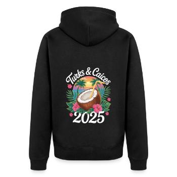 Turks- und Caicosinseln - Unisex Premium Bio Zip Hoodie - Schwarz - Hinten - Nico (187cm)
