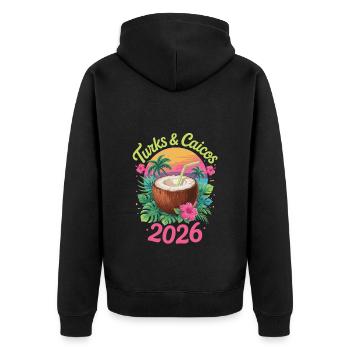 Turks- und Caicosinseln - Unisex Premium Bio Zip Hoodie - Schwarz - Hinten - Nico (187cm)