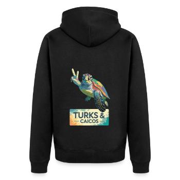 Turks- und Caicosinseln - Unisex Premium Bio Zip Hoodie - Schwarz - Hinten - Nico (187cm)