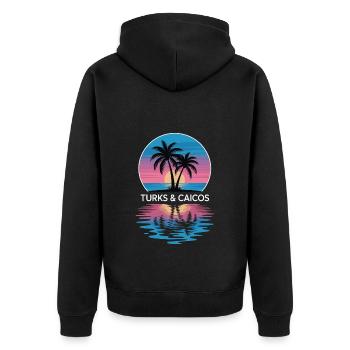 Turks- und Caicosinseln - Unisex Premium Bio Zip Hoodie - Schwarz - Hinten - Nico (187cm)