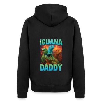 Leguan-Papa - Unisex Premium Bio Zip Hoodie - Schwarz - Hinten - Nico (187cm)