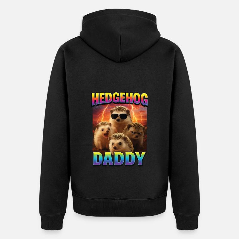 Igel Papa - Unisex Premium Bio Zip Hoodie - Schwarz