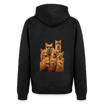 Fuchs - Unisex Premium Bio Zip Hoodie - Schwarz - Hinten - Nico (187cm)