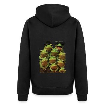 Frosch - Unisex Premium Bio Zip Hoodie - Schwarz - Hinten - Nico (187cm)