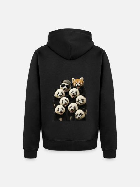 Panda - Unisex Premium Bio Zip Hoodie - Schwarz