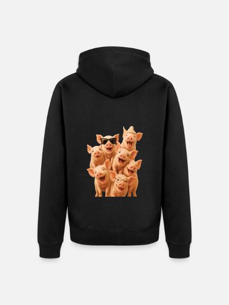 Schwein - Unisex Premium Bio Zip Hoodie - Schwarz