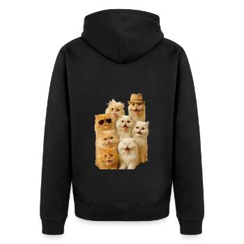 Persisch - Unisex Premium Bio Zip Hoodie - Schwarz - Hinten - Nico (187cm)