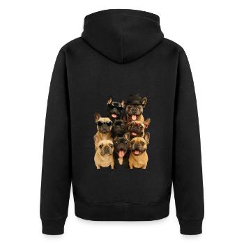 Französische Bulldogge - Unisex Premium Bio Zip Hoodie - Schwarz - Hinten - Nico (187cm)
