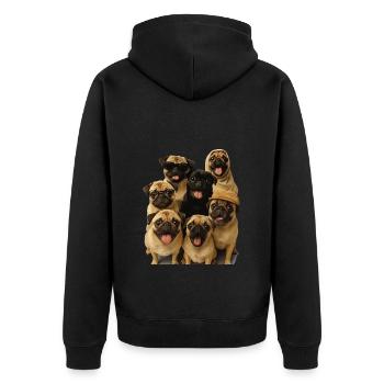 Mops - Unisex Premium Bio Zip Hoodie - Schwarz - Hinten - Nico (187cm)
