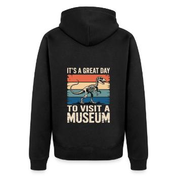 Museum - Unisex Premium Bio Zip Hoodie - Schwarz - Hinten - Nico (187cm)
