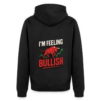 Aktien Rente Dividende Börse - Unisex Premium Bio Zip Hoodie - Schwarz - Hinten - Nico (187cm)